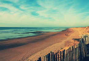 море, песок, Океан, волны, побережье, берег, пляж, забор