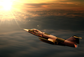 starfighter, interceptor, sunset, F104, jet