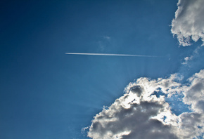 airplane, , , , , sky, clouds, blue, , 