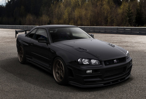 gtr34, black, Nissan