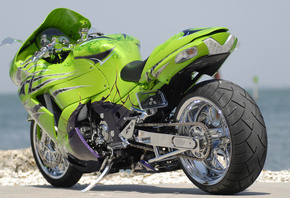 green, bike, Zx14