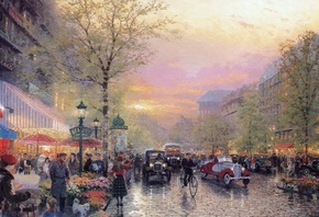 france, art, thomas kinkade, city of lights, Paris, le boulevard des lumier ...