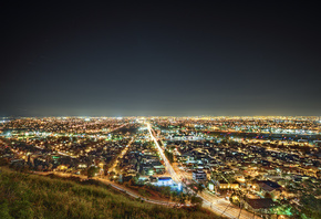 night, california, usa, -, los angeles, lights, la, The south ba ...