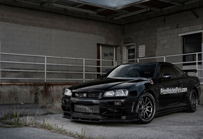 black, skyline, Nissan