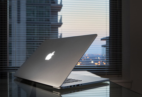 ноутбук, стол, apple, macbook pro retina, окно