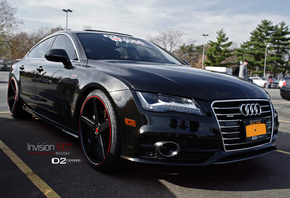 with deep concave cv2 wheels by d2forged, audi a7, black