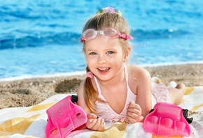 happiness, child, joy, cheerful, beach, cute, children, Happy little swimme ...