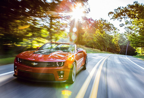 sun, zl1, red, road, convertible, chevrolet, forrest, camaro