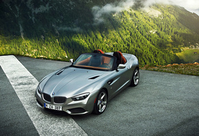 roadster, fog, silver, zagato, mountain, bmw