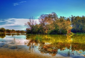 Природа, осень, деревья, река