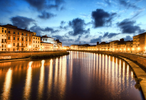 river arno, pisa, ����, night, ����, ������, Italy