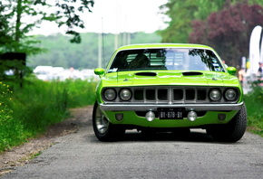 green, plymouth, barracuda, , muscle car, 1971