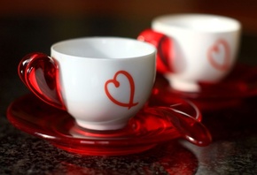 spoon, red heart, White cups, , , , , 