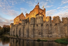 замок, бельгия, ров, belgium, Gent замок, бельгия, ров, belgium, Gent