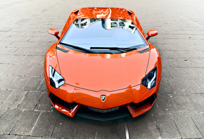 lp700-4, aventador, lamborghini, ����������, orange