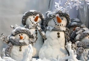 зима, новый год, white snowmans, весёлые