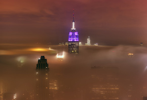 туман, город, туман, облако, нью йорк, 15 мая 2012 год, New york
