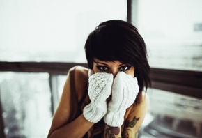 eye, window tattoo., girl, gloves