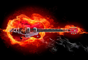 Гитара, в огне