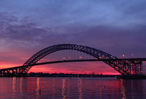 river, new jersey, sunset, штат нью-джерси, Usa, сша, twilight, bayonne bridge