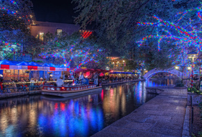 ���-�������, �����, San antonio, texas, ����, night, christmas lights, holiday