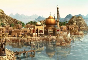 ship, , , city, game wallpapers, , Anno 1404, rendering, ar ...