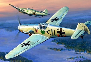 самолет, bf -109f2, Рисунок, мesserschmitt, жирнов, ме-109