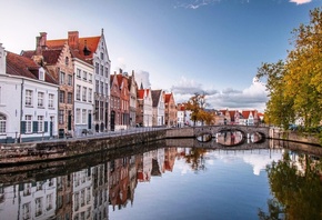 Брюгге, Бельгия, город, дома, вода, мост, деревья, осень Брюгге, Бельгия, город, дома, вода, мост, деревья, осень