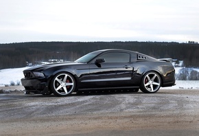 mustang, black, muskl car, 