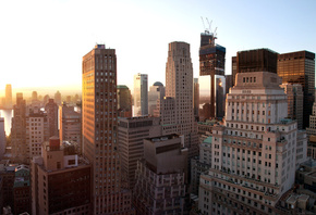 new york city, nyc, united states, sunset, закат, new york, Lower manhattan ...