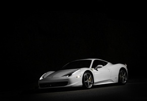 ferrari, 458 italia, white, night, , , ,  , ,  