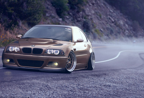 BMW, M3, E46, brown, front, stance nation, ������ ������