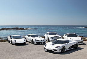 panamera, sls, Lamborghini, rolls-roys, phantom, koenigsegg, agera r, white ...