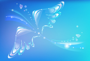 крылья, точки, Бабочка, изгибы, свечение