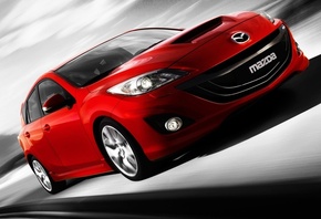 Mazda, красная, скорость
