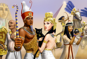 воин, парни, египет, жрец, Арт, фараон, девушки, сфинкс