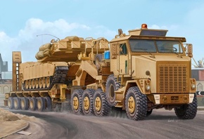 Рисунок, vincent wai, heavy equipment transport, oshkosh m1070 het, 8x8