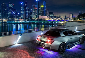 Mazda RX8, Mazda, RX8, ночь, неон, фиолетовый, город, огни, ночной город, ф ...