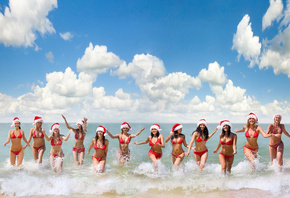 christmas, model, sexy, beach