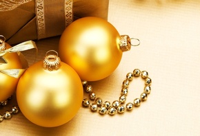 New Year, Christmas, Новый Год, Рождество, зима, шарики, золотые, бусы, игр ...