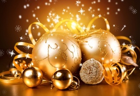 New Year, Christmas, Новый Год, Рождество, зима, шары, шарики, золотые, игр ...