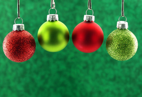 New Year, Christmas, Новый Год, Рождество, шарики, красные, зеленые, игрушк ...