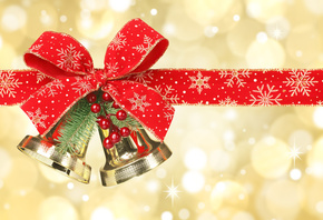 Merry Christmas, new year, bells, ribbon, christmas decoration, ornament, c ...