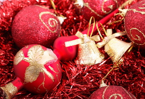 новый год, праздник, new year, красный, мишура, елочные шары, золотые, коло ...