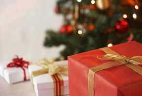 праздник, новый год, подарки, new year, коробки, ленты, банты, макро