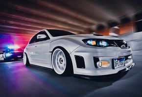 style, tuning, white, jdm, wrxsti, impreza, speed, cops, sexy, wallpapers,  ...