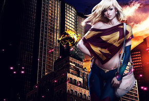 Supergirl, girl, city, �������, ������, �����, �������