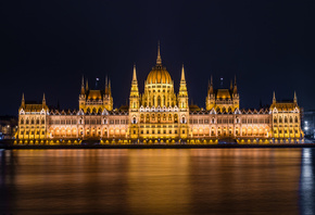 Венгрия, Будапешт, архитектура, река, Дунай, ночь, набережная, свет