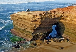 San-Diego, Сан-Диего, побережье, океан, скалы, волна, люди, скалы, красота
