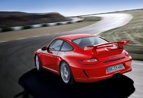 Porsche, красный, скорость